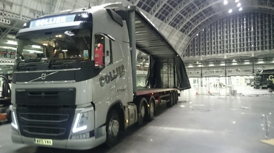 Collier Haulage truck inside an exhibition venue