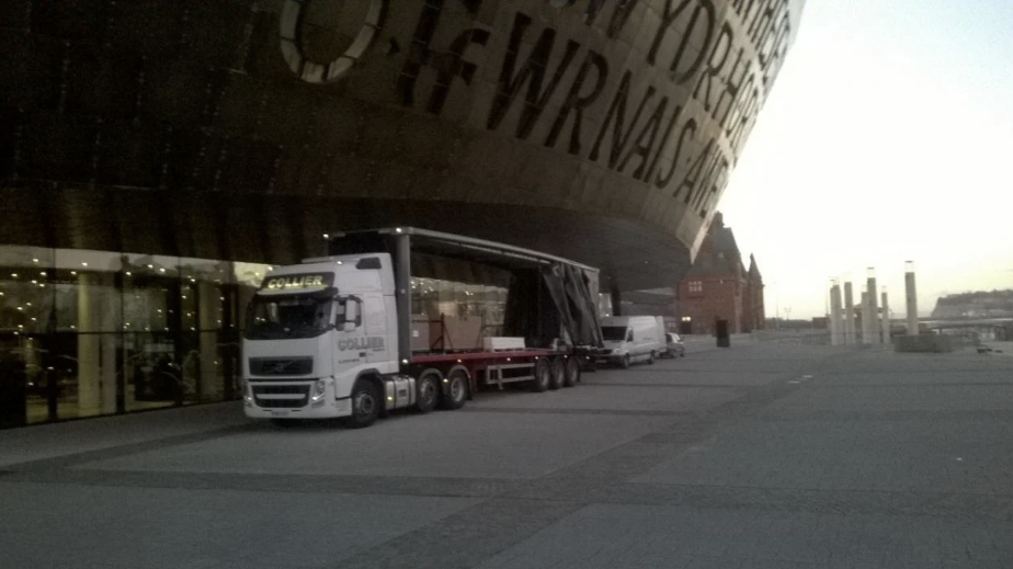 Collier Haulage truck outside a venue